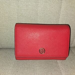 Tory Burch Red Folding Wallet for Women with Logo Accent